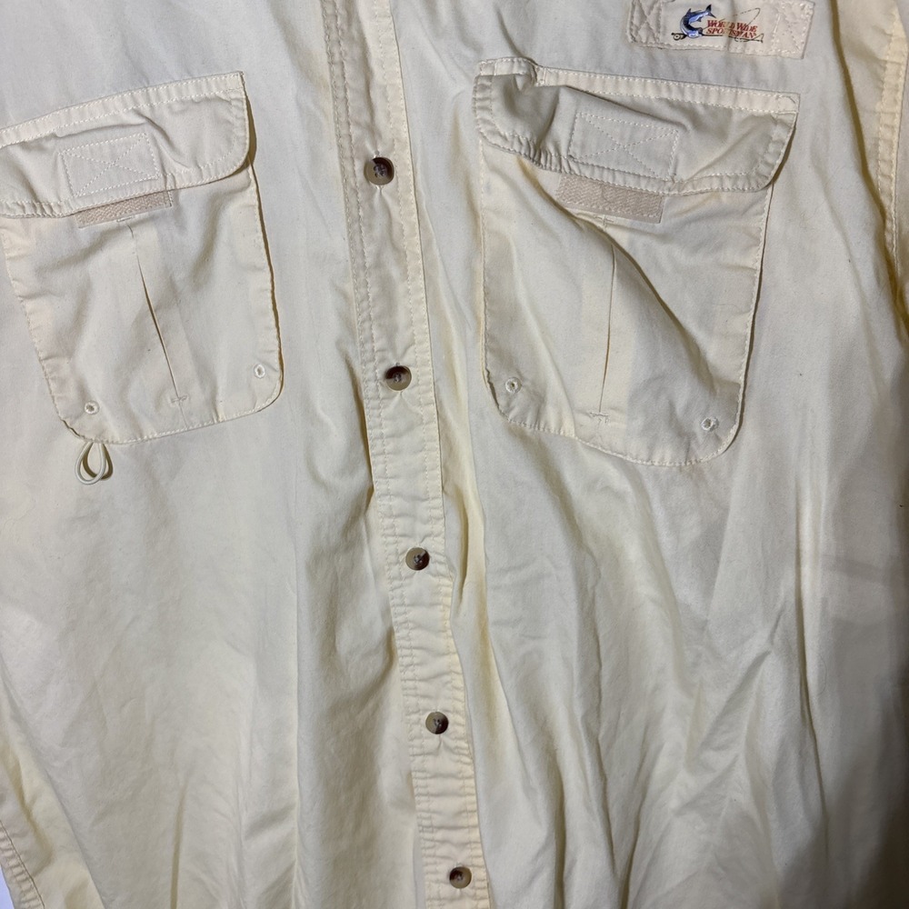 World Wide Sportsman Fishing Shirt 2XL Yellow Vented Mesh Lined Outdoor - Picture 8 of 16